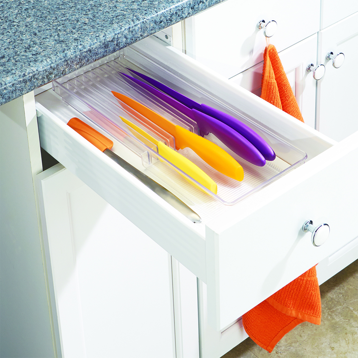 range-couteaux en acrylique transparent pour tiroir de cuisine