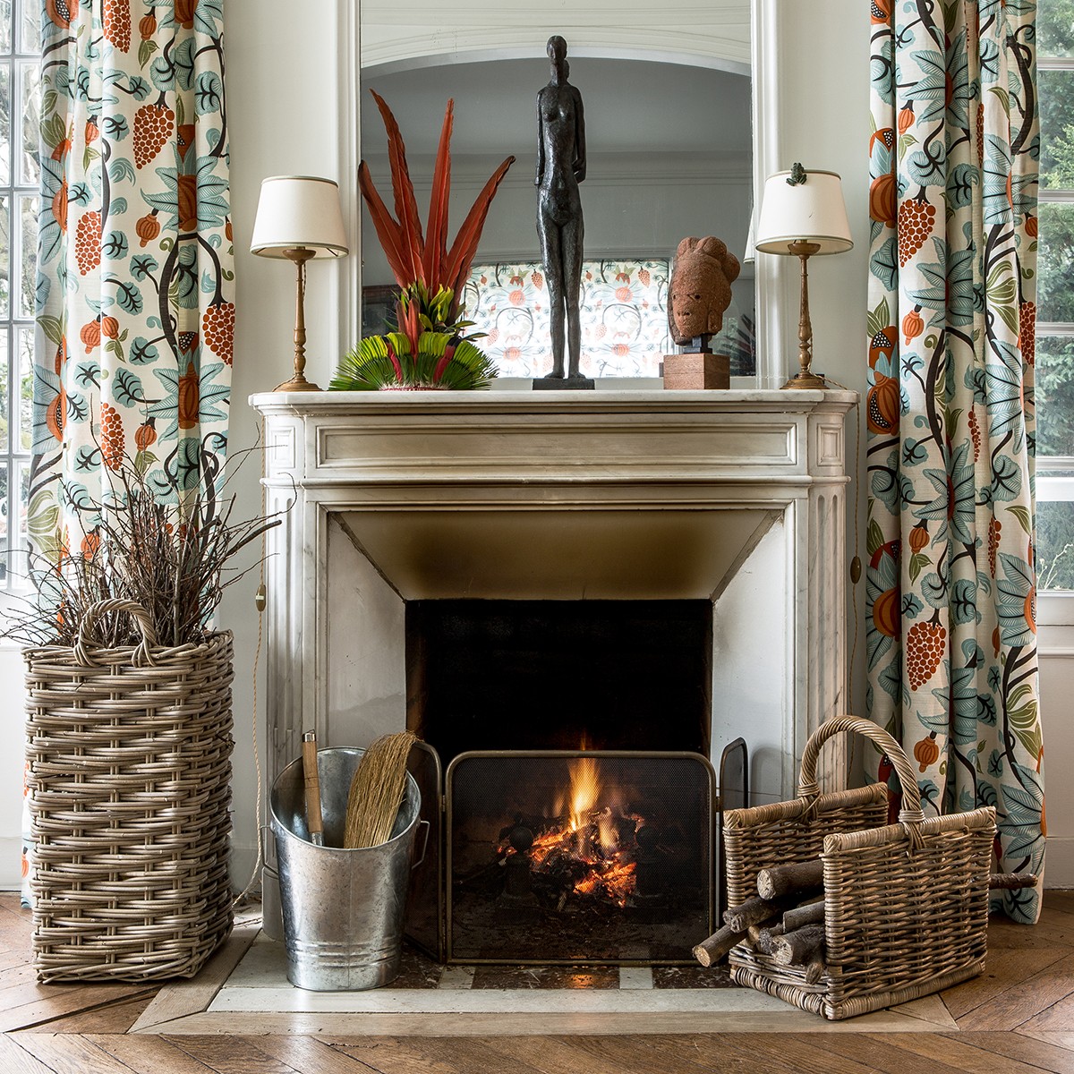 panier à bûches haut en rotin long panier à bûches haut en rotin avec anses