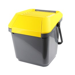Poubelle de recyclage grise et  jaune empilable - tri