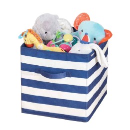 Cube de rangement rayé - Bleu et blanc