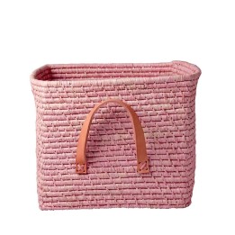 Panier cube de rangement rose - 30x30x25