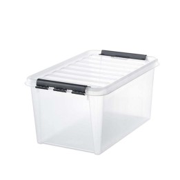 Boîte de rangement transparente avec couvercle - 32 L
