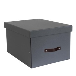 Grande boîte de rangement en carton gris - 28x38x50