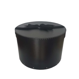 Boîte à chapeaux en carton noir avec ruban - Diamètre 34 cm