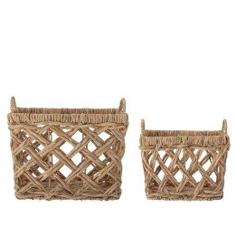 Paniers de rangement rectangulaires en jacinthe d'eau - Lot de 2 - 40x33x46