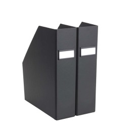 Range-revues avec porte-étiquette noir - Lot de 2