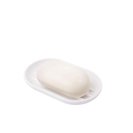 Porte-savon blanc à rainures - Accessoire de salle de bain