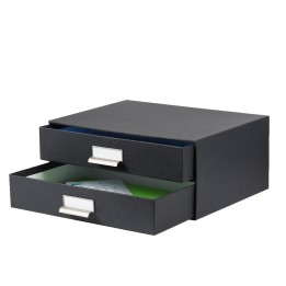Bloc 2 tiroirs A4 en carton gris anthracite