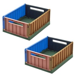 Caisses pliables en plastique multicolore - Lot de 2 - 13,5x36x25