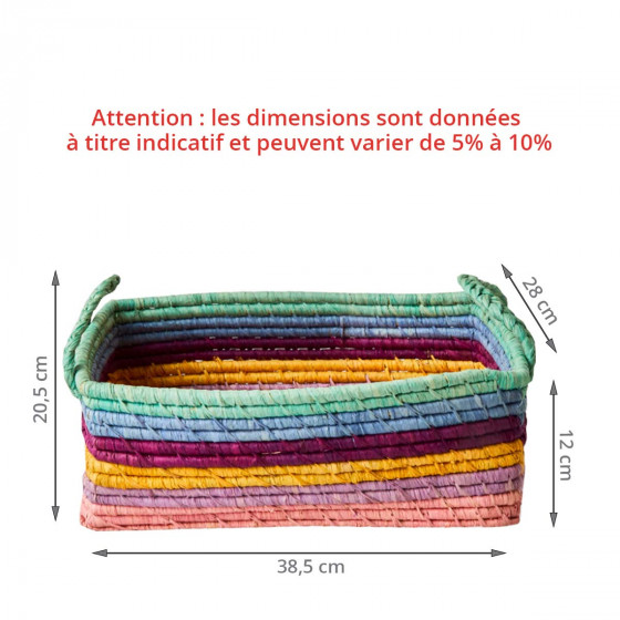 Detail of Panier rond bicolore en jonc de mer naturel et noir