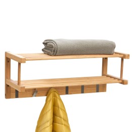 Étagère murale porte-manteau - En bambou - 24x60x24 cm