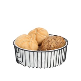 Corbeille à pain en métal noir - Avec housse - Diam 24 cm