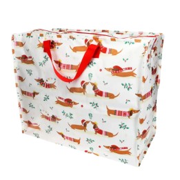 Sac de rangement motifs Noël - chien saucisse