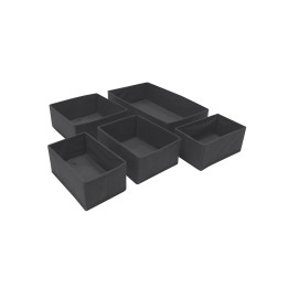Lot de 5 Bacs de Rangement en Synthétique Gris - Organisateurs de Tiroir - 44 x 25 x 11 cm