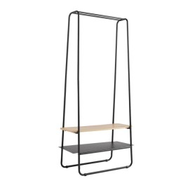 Portant à vêtements en métal et bois avec étagères 40 x80 x 170 cm