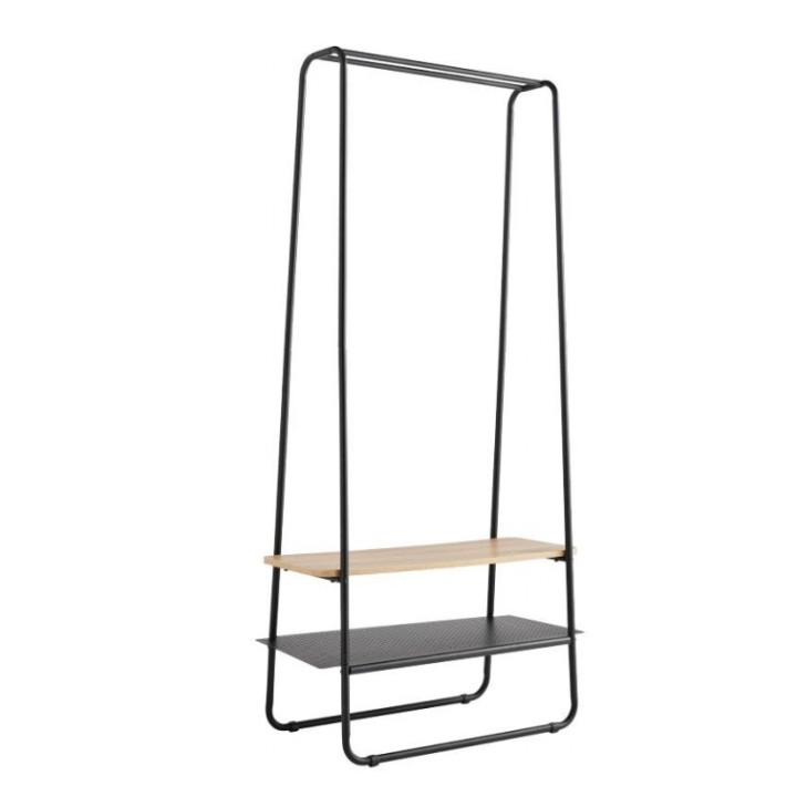 Portant à vêtements en métal et bois avec étagères 40 x80 x 170 cm