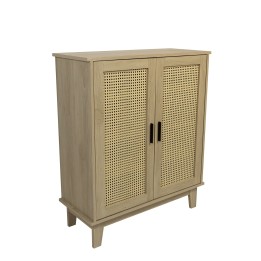 Commode en bois avec 2 portes cannage 80x34x96cm