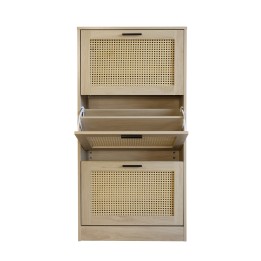 Meuble à Chaussures en Cannage. 3 Tiroirs. Rangement 18 Paires. Style Moderne