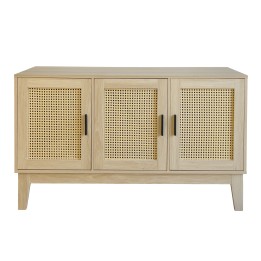 Buffet Cannage - 120x40x71 cm - Buffet de Rangement - Salon - Salle à Manger- 2 Niveaux - 3 Portes - Bohème
