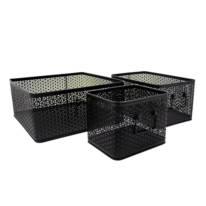 Lot de 3 paniers de rangement en métal