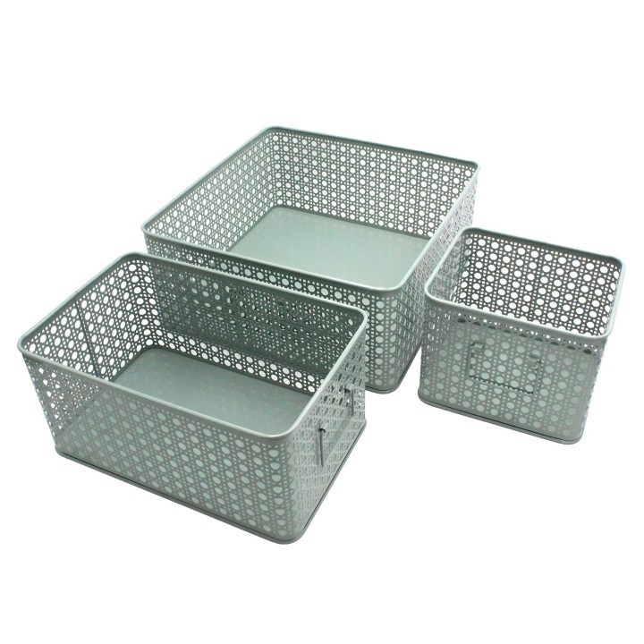Lot de 3 paniers de rangement en métal