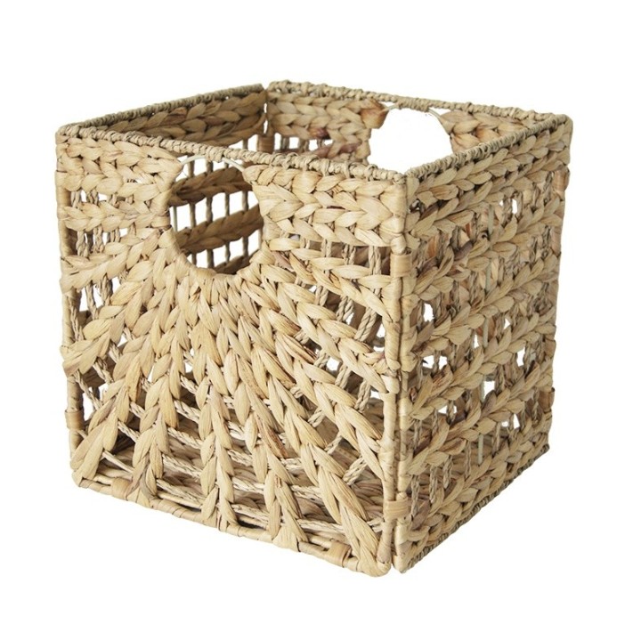Panier de rangement pliables en jonc de mer naturel motif soleil 31 x 31 x 31 cm