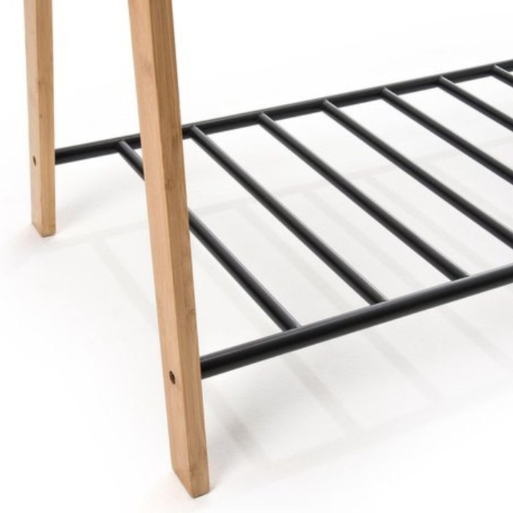 Portant à vêtements en bambou naturel et métal 93 x 50 x 173 cm