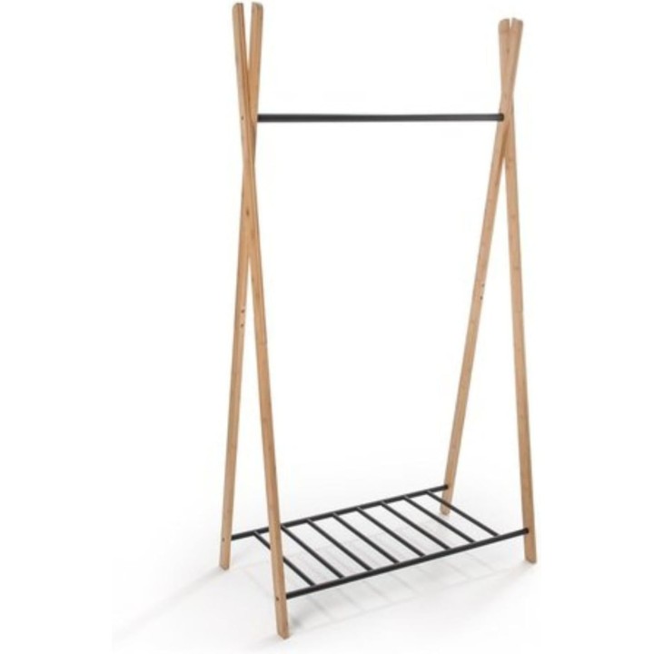Portant à vêtements en bambou naturel et métal 93 x 50 x 173 cm