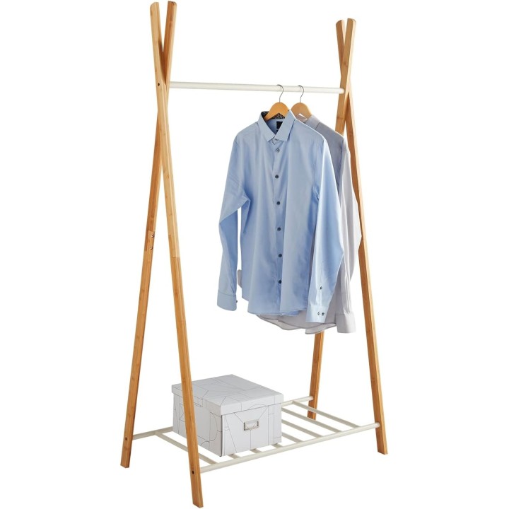Portant à vêtements en bambou naturel et métal 93 x 50 x 173 cm