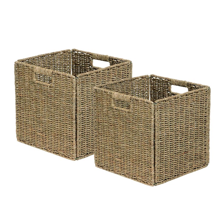 Panier de rangement pliables en jonc de mer naturel 31 x 31 x 31 cm