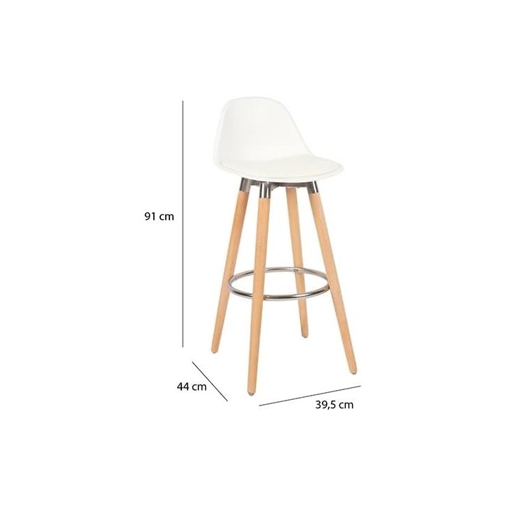 Tabouret de bar avec pieds en bois de hêtre 39,5 x 44 x 91 cm