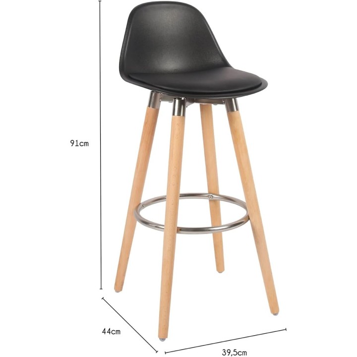 Tabouret de bar avec pieds en bois de hêtre 39,5 x 44 x 91 cm