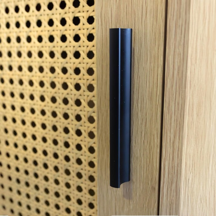 Table de chevet avec porte cannage effet bois naturel 40 x 40 x 69 cm
