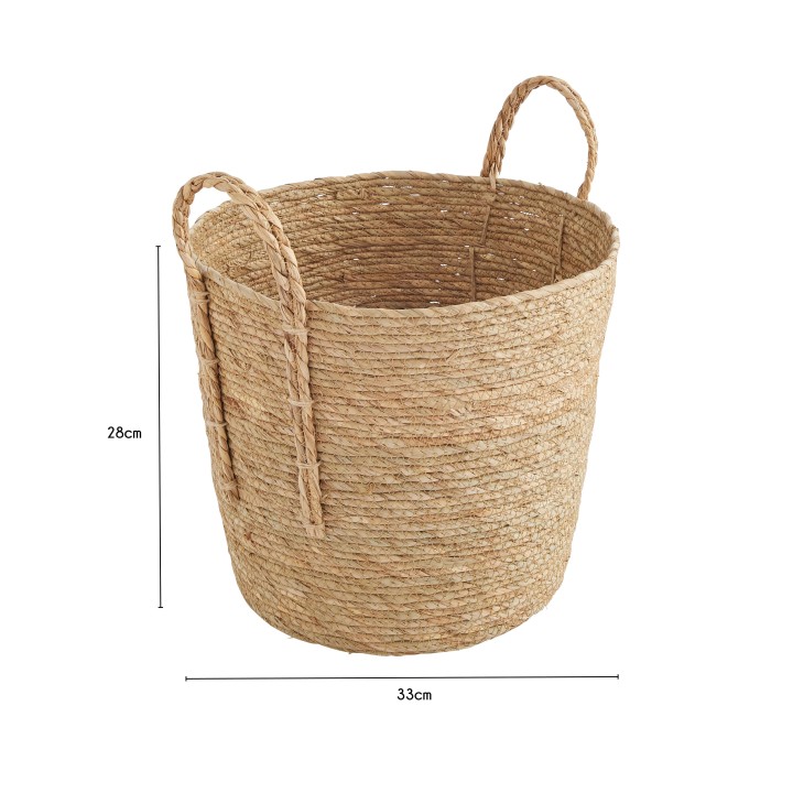 Panier de rangement avec poignée en jonc de mer naturel