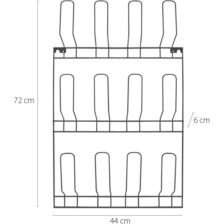 Range-chaussures mural pour 6 paires en métal gris 44 x 6 x 75 cm