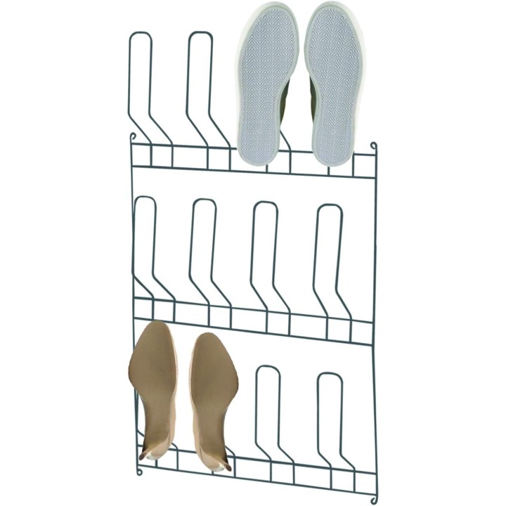 Range-chaussures mural pour 6 paires en métal gris 44 x 6 x 75 cm