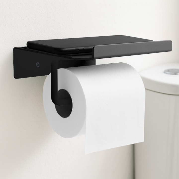 Porte-papier toilette mural en métal 14 x 6,2 x 12 cm