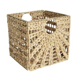 Panier de rangement pliables en jonc de mer naturel motif soleil 31 x 31 x 31 cm