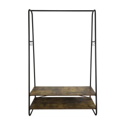 Portant à vêtements avec 2 étagères en métal noir et bois naturel 100 x 45 x 160 cm