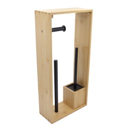 Porte-papier toilette et brosse wc en bambou naturel et noir 26,6 x 12 x 56,6 cm