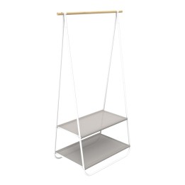 Portant à vêtements bois, métal blanc et tissu beige 95 x 55 x 171 cm