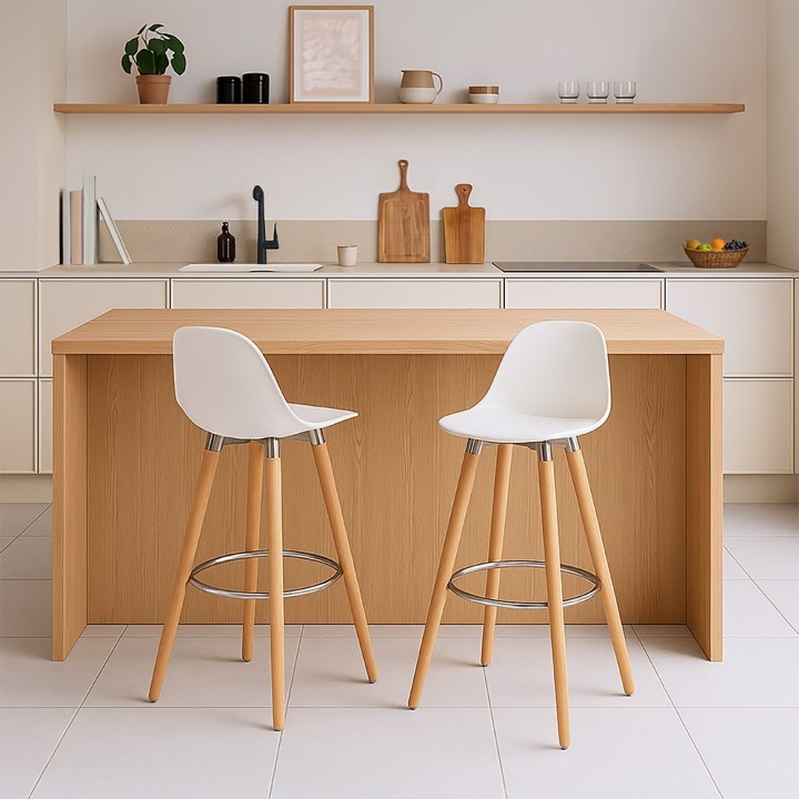 Tabouret de bar avec pieds en bois de hêtre 39,5 x 44 x 91 cm