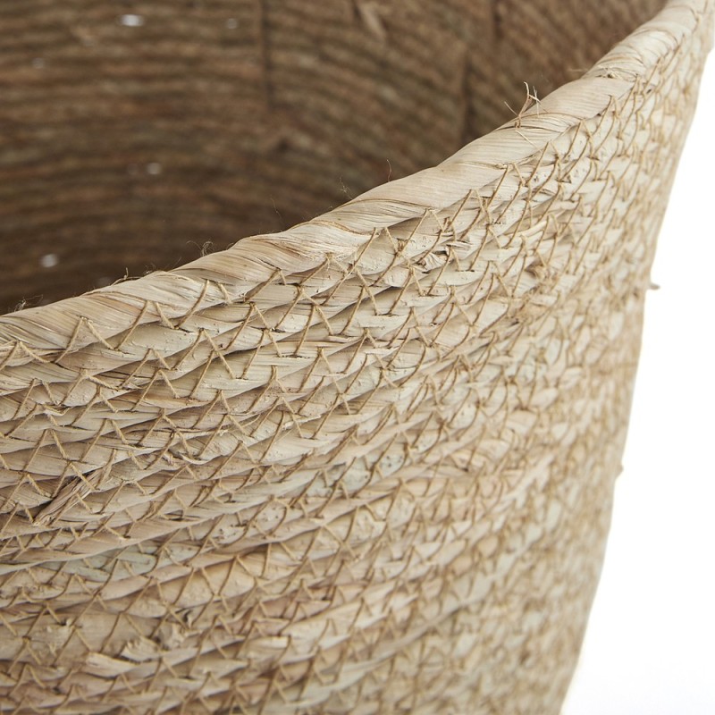 Detail of Panier de rangement avec poignées en jonc de mer naturel 33 x 33 x 28 cm