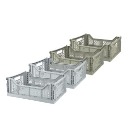 Lot 4 caisses de rangement pliables gris et vert 40 x 30 x 15 cm