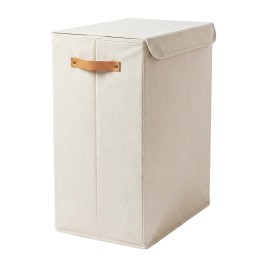 Panier à linge double en tissu blanc 50 x 30 x 60 cm