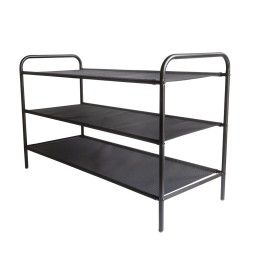 Étagère à chaussures en métal et tissu noir 90 x 35 x 54,5 cm