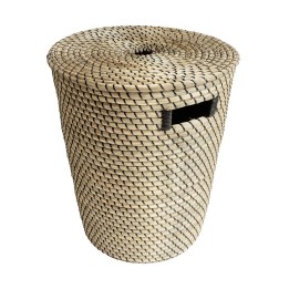 Panier à linge en jonc de mer naturel tressé noir