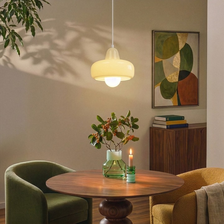 Suspension Boli en verre blanc Ø26 cm