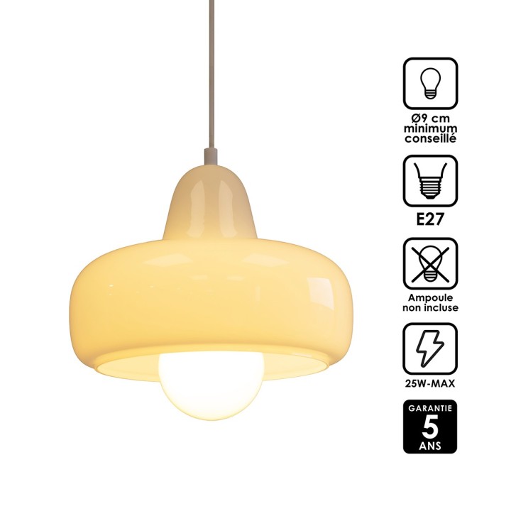 Suspension Boli en verre blanc Ø26 cm