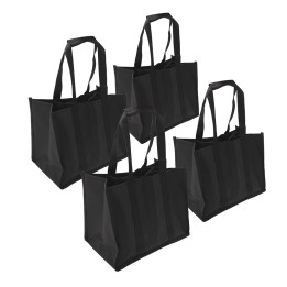 Lot de 4 sacs à bouteilles en tissu noir 28,5 x 19 x 24 cm